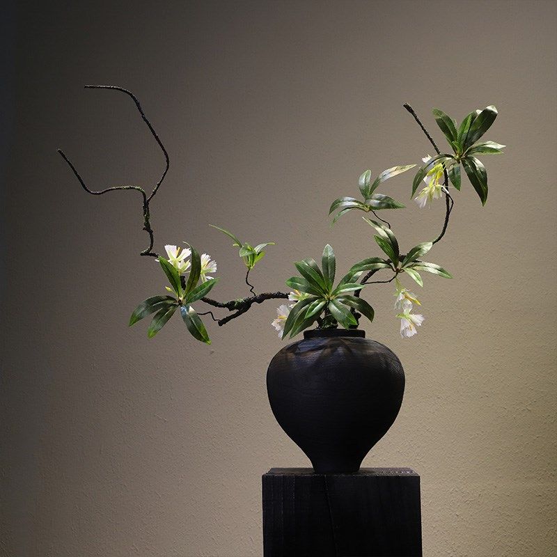 侘寂风黑色树脂花瓶禅意宋韵摆件民宿复古木纹咖啡厅家居桌面装饰,淘宝优惠券,粉丝福利购,淘宝优惠卷