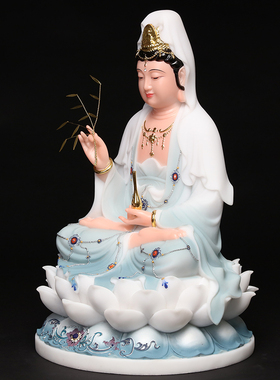 新品汉白玉石雕观音佛像家用送子A观音南海观世音菩萨神像娑婆三