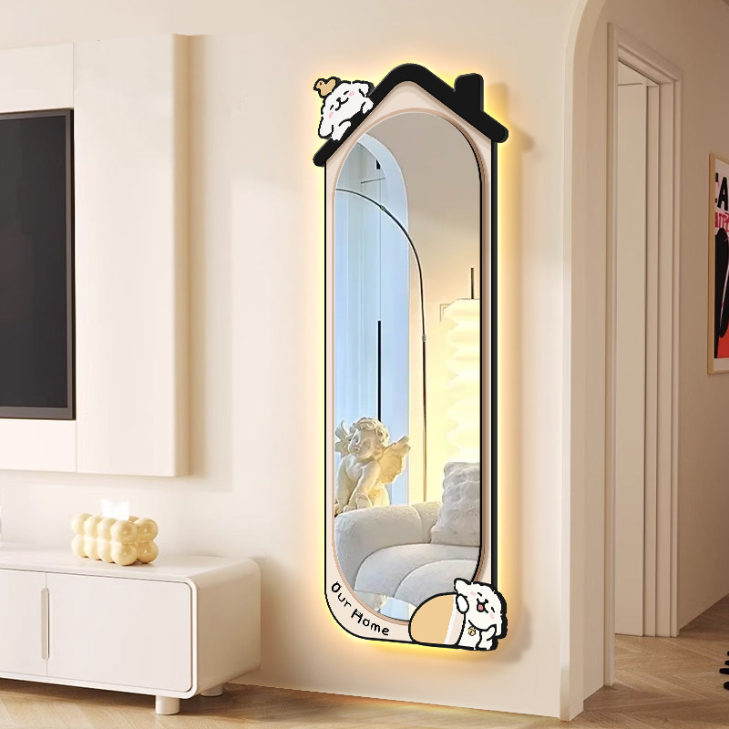 创意小狗全身镜贴墙穿衣镜挂墙家用女生卧室落地穿衣镜子可挂可立,淘宝优惠券,粉丝福利购,淘宝优惠卷