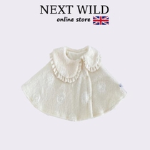 UK NEXT WILD Autumn Winter Baby Cloak Baby Outside to Wind Up Wind Cape Thickened Solid Rose Super Cute