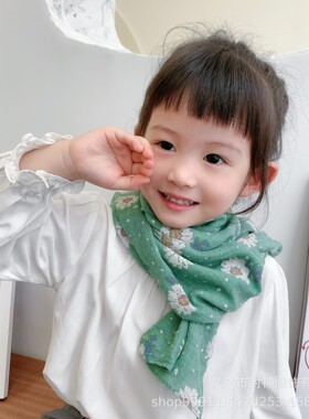 儿童丝巾围脖宝宝方巾女孩小孩挡风春秋薄款男童女童领巾棉麻围巾