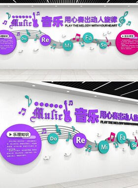 校园文化音乐e教室3D立体墙面装饰PVC雪弗板亚克力中小学班级布置