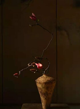 冇花  冯哲元 高腰菱器手作陶瓷花瓶日式粗陶花器客厅新中式摆件