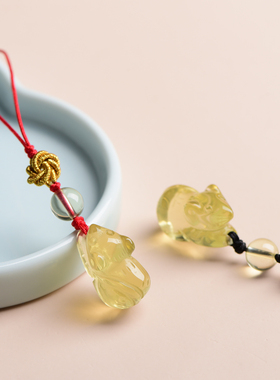 天然黄水晶十二生肖吊坠鼠牛虎兔龙蛇马羊猴鸡狗猪手机链包挂项链