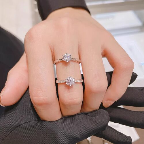 IGI河南培育钻石Pt950铂金经典六爪1克拉求婚订婚结婚戒指送女友 - 图0