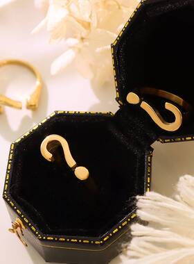 极速-Marka French ins question mark openiLng adjustable ring