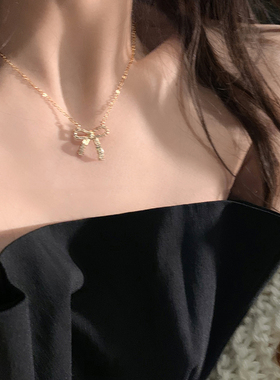 极速抖音全饰界设计师集合店合金项链  精致蝴蝶结项链Z女仙气百