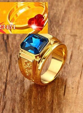 极速韩版流行h首饰外贸不锈钢红色水钻戒指金色戒指戒指ring