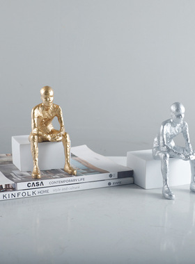 极速现代简约轻奢艺术人物雕塑摆件样板房思考者家U居桌面创意软