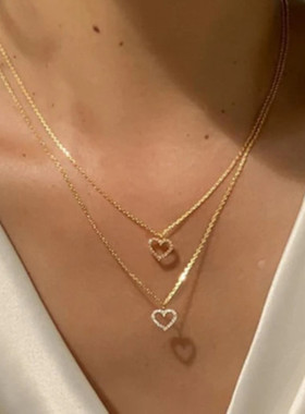 极速New Trendy Multilayer Chain Necklace SOhiny Heart Round