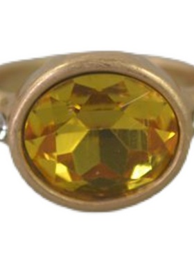 极速美国b潮牌 复古金色 黄色宝石  戒指