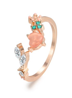 极速Love Pink Diamond Ring rings women食指戒指环爱.心粉钻戒