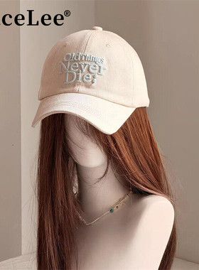 FaceLee日本设计师联名款适合大头围奶白色英文刺绣显脸小大帽檐