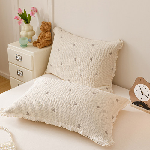 韩式全棉纱布色织提花枕套柔软可当枕巾纯棉枕头套一对装2025新款 - 图3