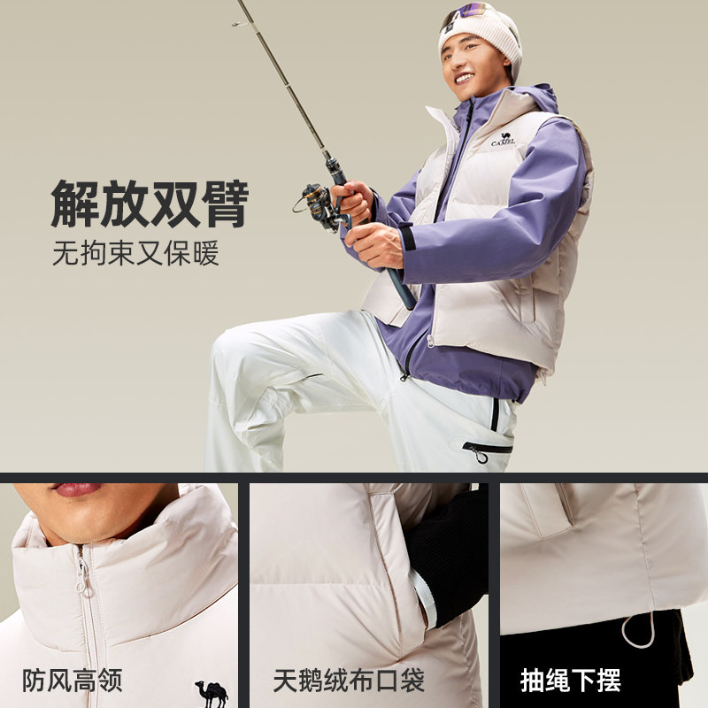 骆驼男士羽绒马甲秋冬2025新款轻薄短款羽绒服外穿保暖背心外套女,淘宝优惠券,粉丝福利购,淘宝优惠卷