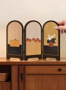 新中式绿色飞鸟屏风桌面摆件玄关柜茶桌家居装饰品客厅摆画礼品