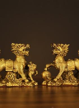 新款直销戏珠麒麟单人双人送子护宝麒麟一对摆件卧室客厅办公室