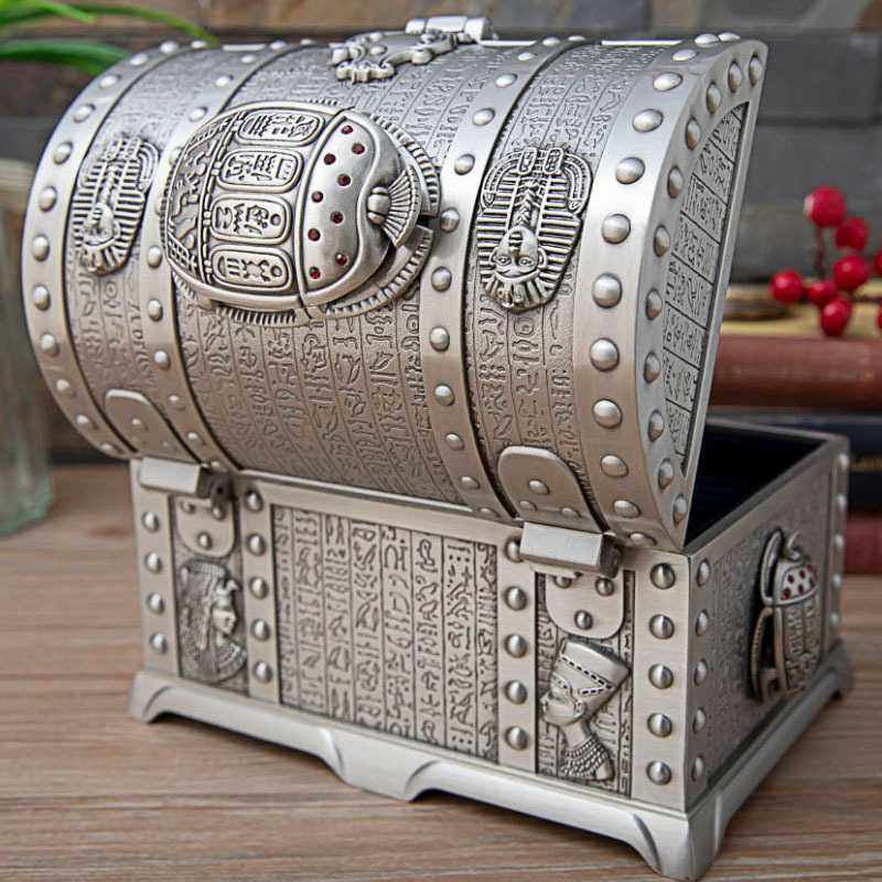 新款直销金属创意欧式首饰盒大容量多层埃及收纳盒精美大号带锁结,淘宝优惠券,粉丝福利购,淘宝优惠卷