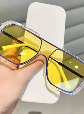 新款连体片墨镜男士开车双梁网红女款大框防紫外线太阳眼镜