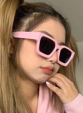 女士韩版时尚小清新墨镜粉色甜心小公主方形网红简约眼镜