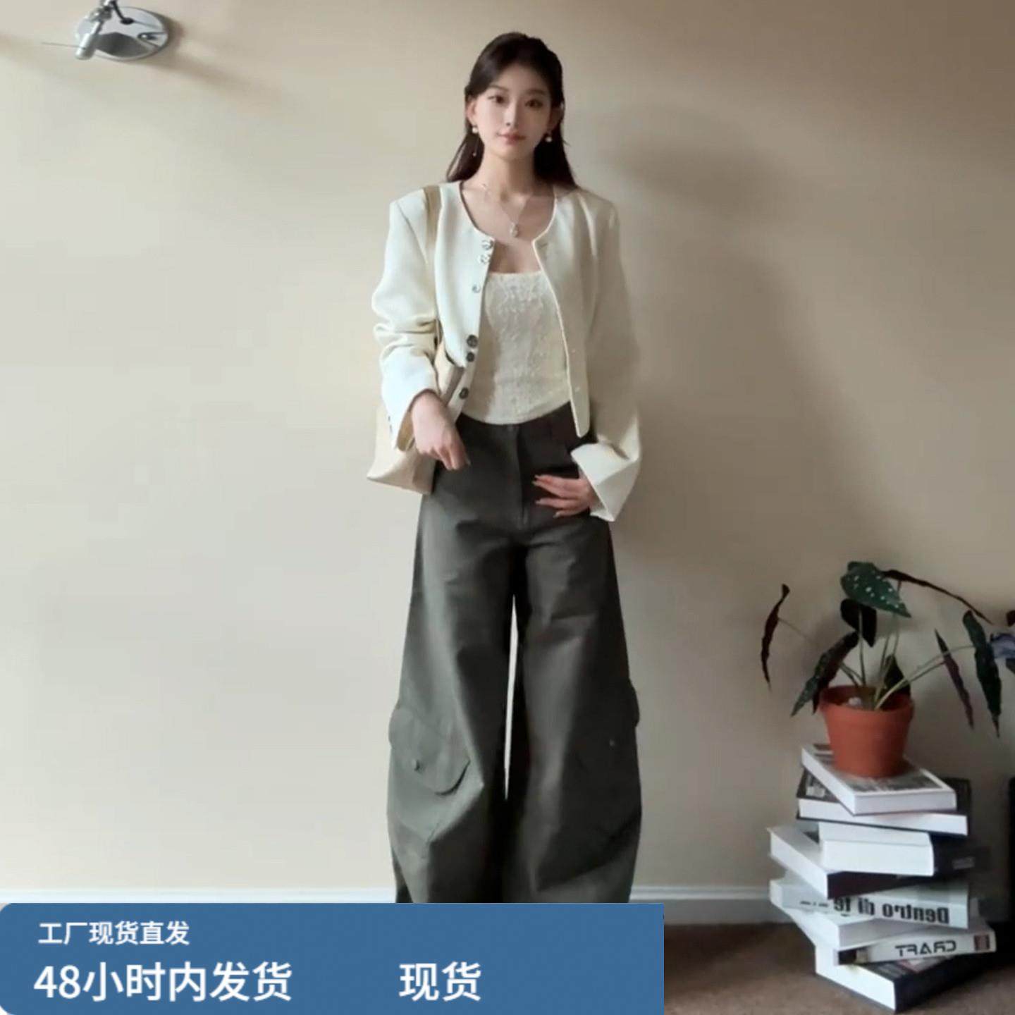 白色小香风短款外套女2025年春秋季新款韩系千金感巨好看夹克上衣,淘宝优惠券,粉丝福利购,淘宝优惠卷