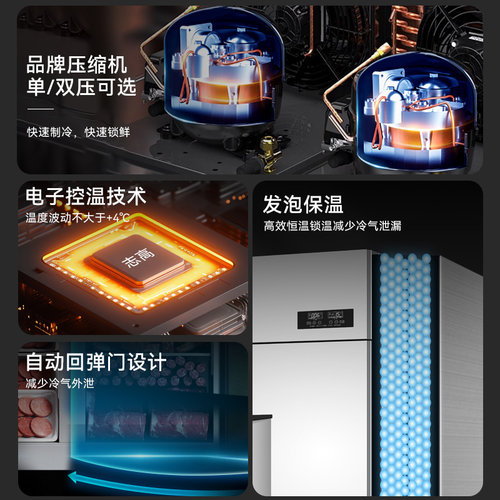 志高四门冰箱商用冷藏冷冻柜大容量饭店厨房风冷4开六门立式冰柜 - 图0