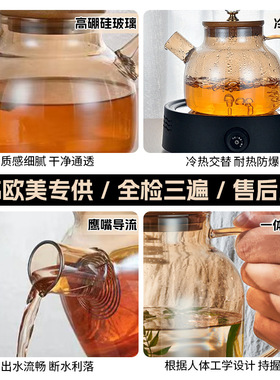 空盒子玻璃冷水壶耐高温大容量果汁壶家用茶壶夏季耐热高硼硅凉水