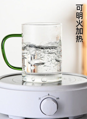 空盒子高硼硅带把玻璃杯加厚水杯牛奶杯果汁杯泡杯耐高温带把手