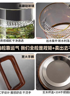 空盒子茶水分离泡茶杯过滤一体家用耐高温高硼硅公道杯玻璃茶杯带
