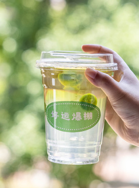 分装瓶收纳罐一次性奶茶杯咖啡杯带盖塑料杯饮品饮料打包外带奶茶