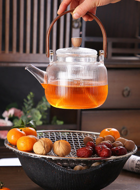 空盒子围炉煮茶玻璃提梁煮茶壶煮茶器电陶炉烧水壶泡茶专用蒸茶壶