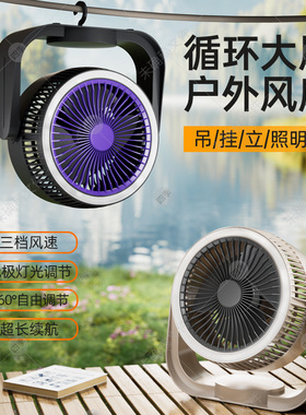 空盒子USB充电挂壁夜灯空气循环风扇桌面台式家用野外露营小电风