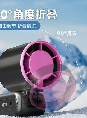 空盒子东南亚高速折叠手持风扇usb迷你风扇户外挂绳199档数显便携