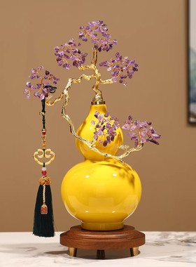 Spatio紫气东来水晶葫芦摆件招财