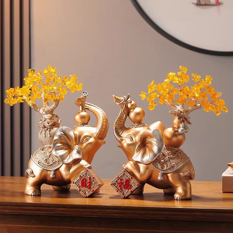 Spatio大象摆件一对发财树玄关客厅酒柜电视柜乔迁装饰酒柜摆放礼,淘宝优惠券,粉丝福利购,淘宝优惠卷