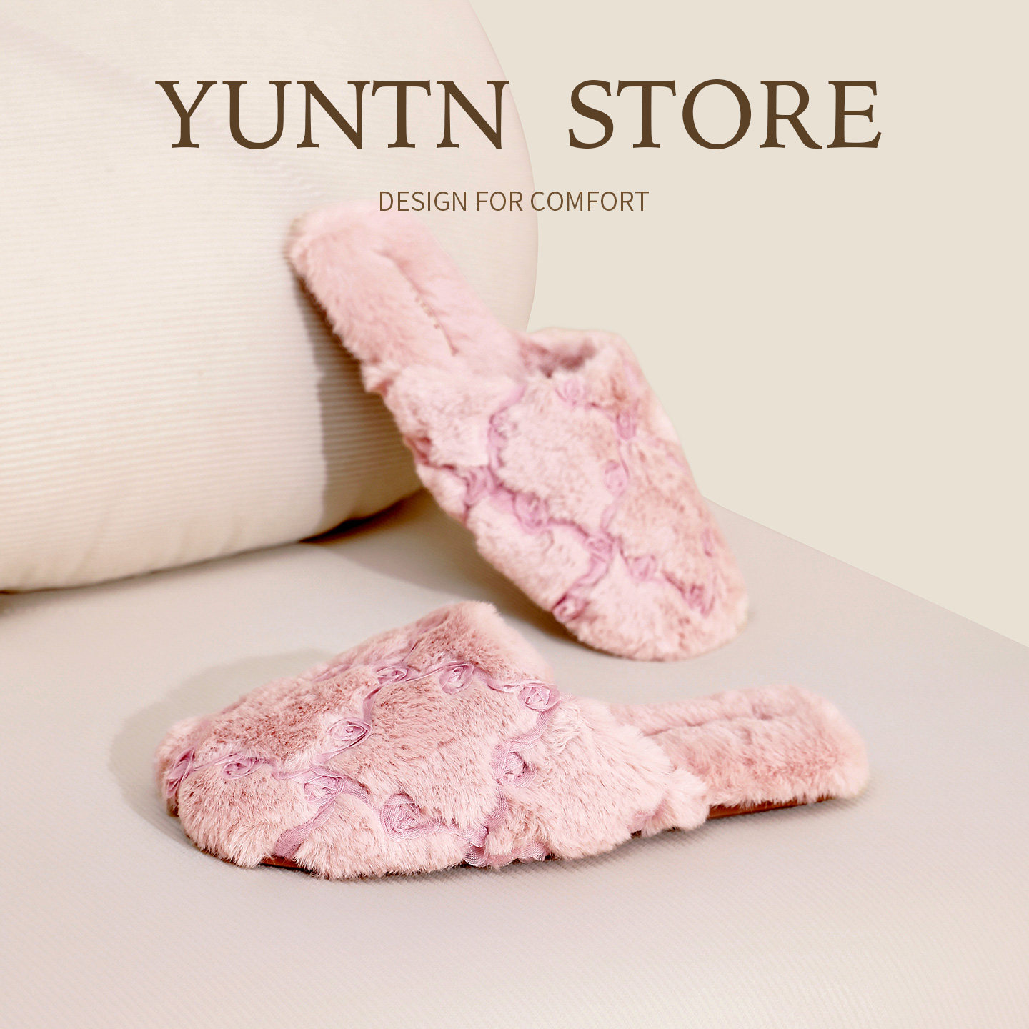 云团冬季新品高颜值仿兔毛撸猫感毛毛加绒保暖棉拖鞋女防滑居家鞋,淘宝优惠券,粉丝福利购,淘宝优惠卷