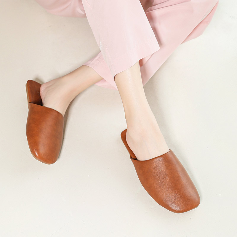 高级感情侣简约纯色PU皮拖鞋女牛筋底静音时尚居家客厅样板房四季 - 图1