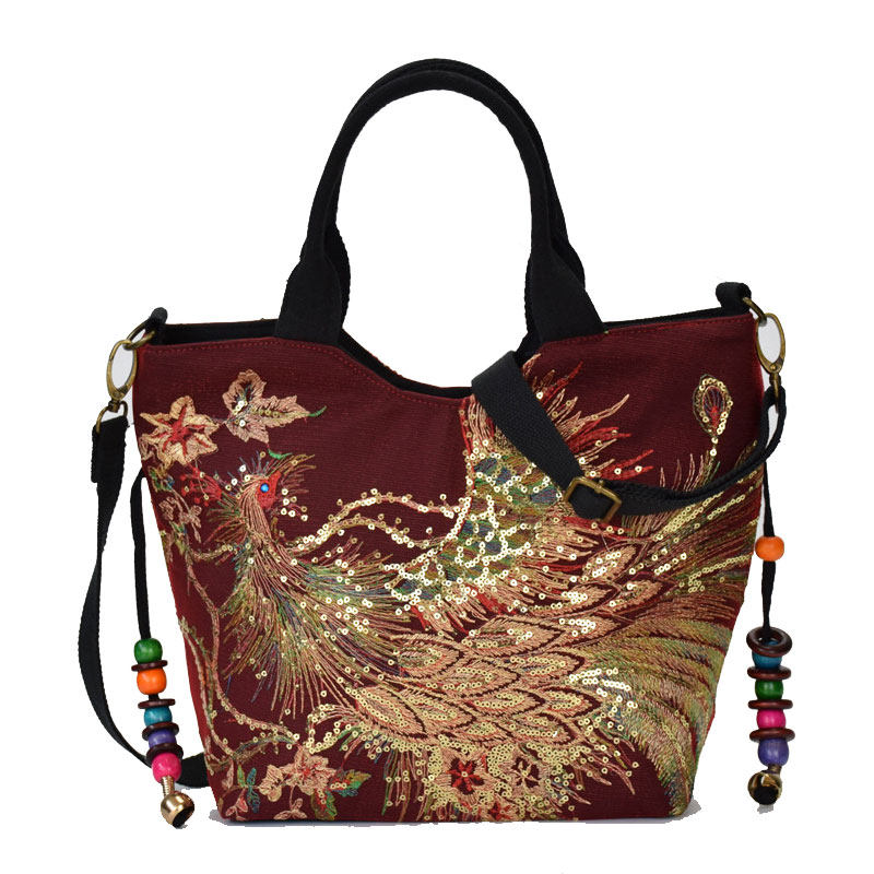 中老年人女妈妈婆婆奶奶民族风刺绣帆布手提包大气大容量出门袋子,淘宝优惠券,粉丝福利购,淘宝优惠卷
