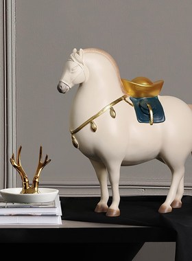 马上有钱摆件招财轻奢高档客厅玄关办公室装饰马摆件乔迁开业礼物