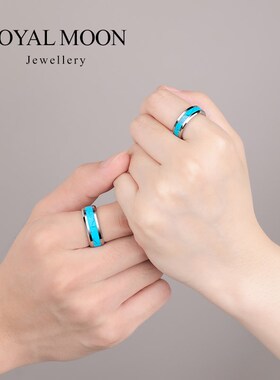 赤月戒指男士个性单身食指尾戒女宽对戒轻奢仿绿松石小众可刻字