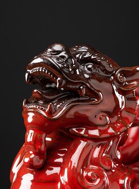 陶瓷貔貅摆件一对公母大号皮丘客厅玄关店铺家居装饰办公开业礼品