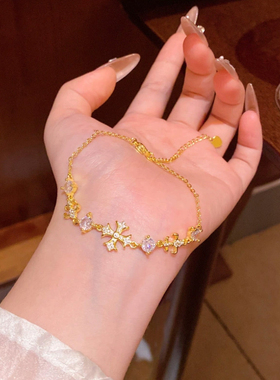 轻奢小众高级感精致微镶超闪锆石十字架手链女时尚百搭气质手