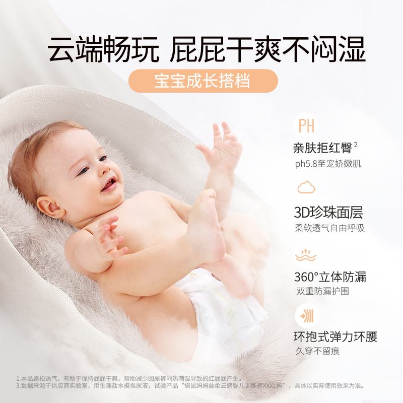 袋鼠妈妈纸尿裤新生婴儿超薄透气尿不湿尿片NB/S/M/L/XL尺码任选-图0