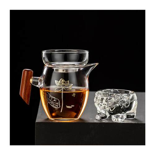 加厚木把玻璃公道杯耐热茶漏茶滤套装日式茶海过滤分茶器茶具配件 - 图3