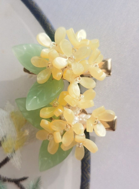原创古风汉服桂花小花钗点缀发簪子绣球花发夹对夹古装头饰百搭