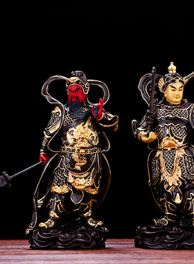 新品仿古描金韦陀伽蓝菩萨铜像寺院韦驮护法佛像飘带W关公摆件招