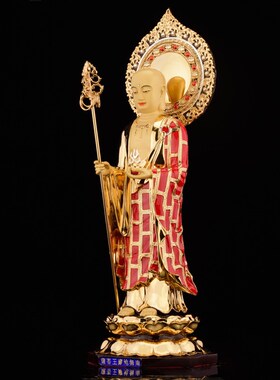 极速台湾纯铜娑婆三圣o 观音菩萨佛像供奉摆件 地藏王菩萨释迦牟