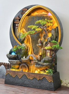 水幕墙流水屏风庭院装饰摆件办公室客厅阳台景观室内水景假山隔断