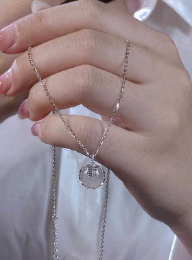 999纯银福字白玉髓项炼轻奢小众锁骨炼2024年新款爆款母亲节礼物