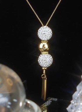 气质钻球时来运转长款流苏毛衣链秋冬新款项链时尚百搭高级感配饰